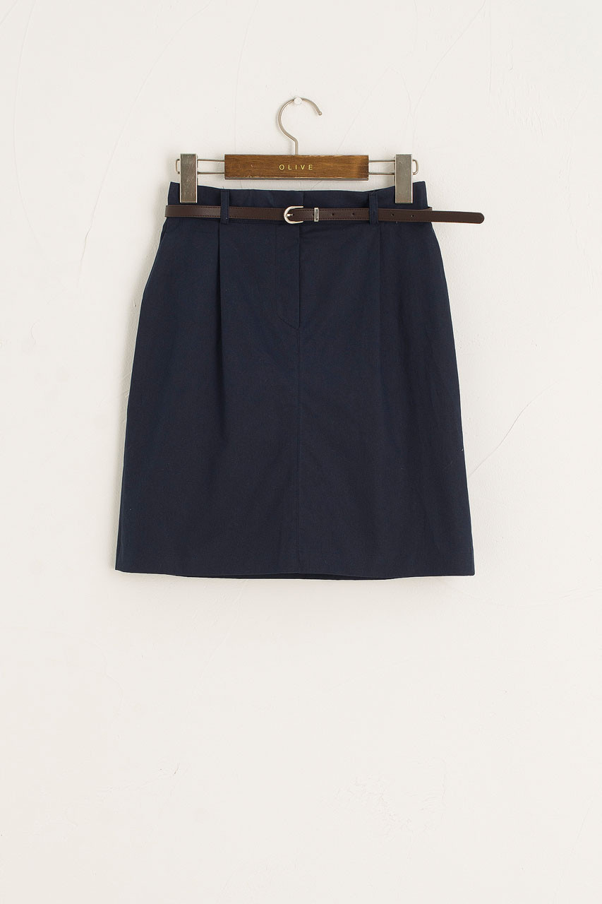 Kiko Belted Mini Skirt, Navy