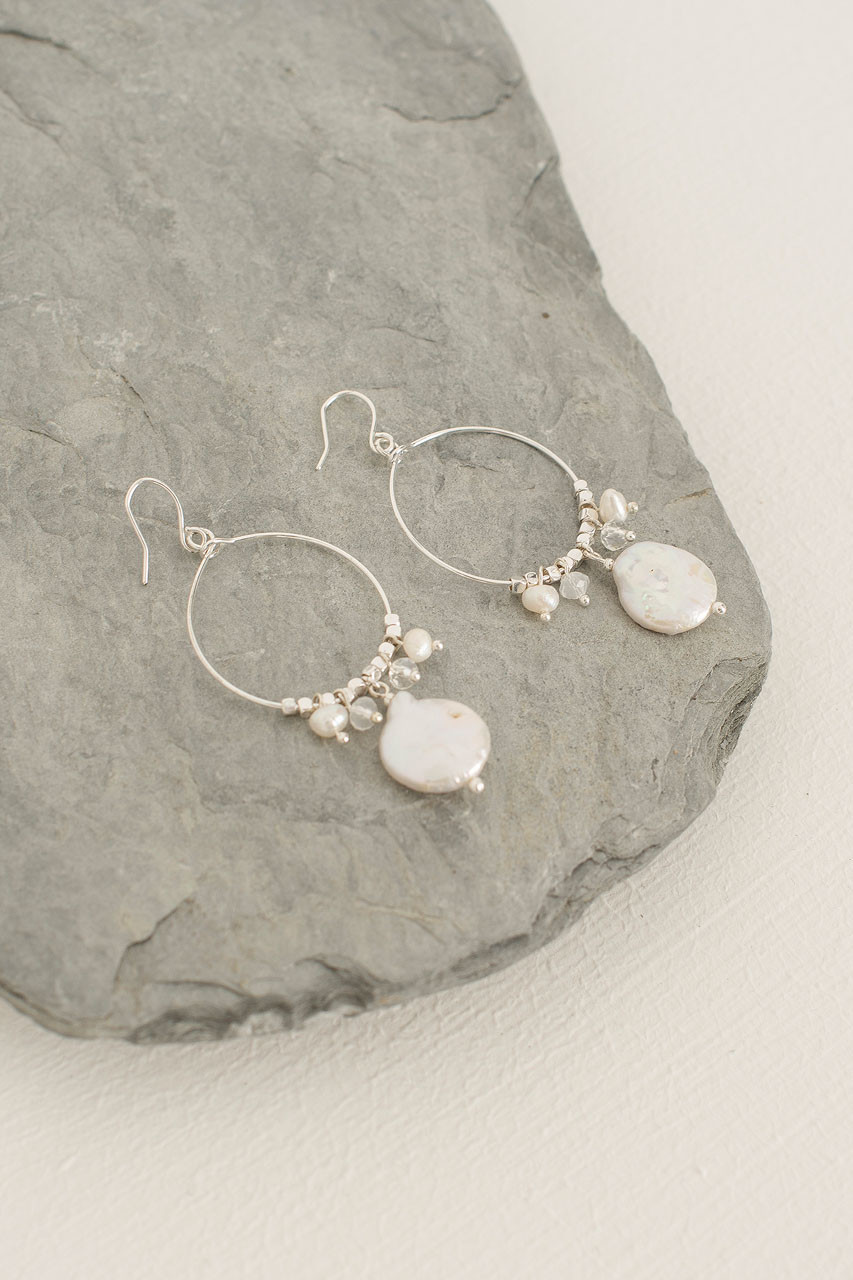 Galleria Pearl Earrings, Silver Plated