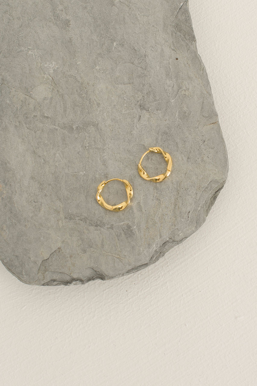 Apple Twine Hoop Earrings, 14K Gold Plated