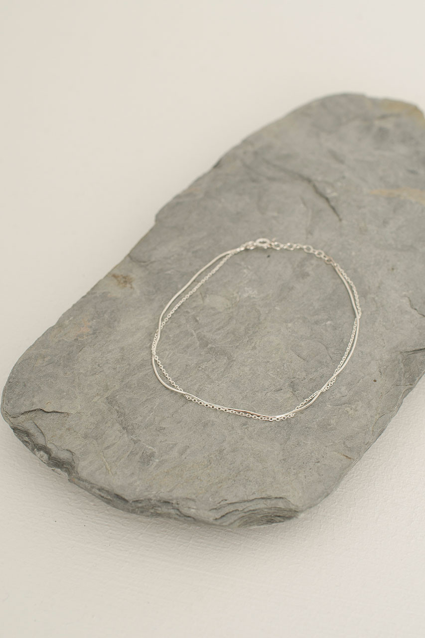 Simple Double Chain Anklet, Sterling Silver
