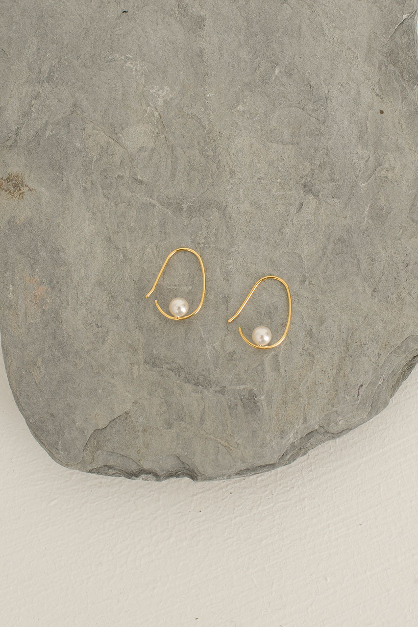 Timeless Pearl Earrings, 14K Gold Plated