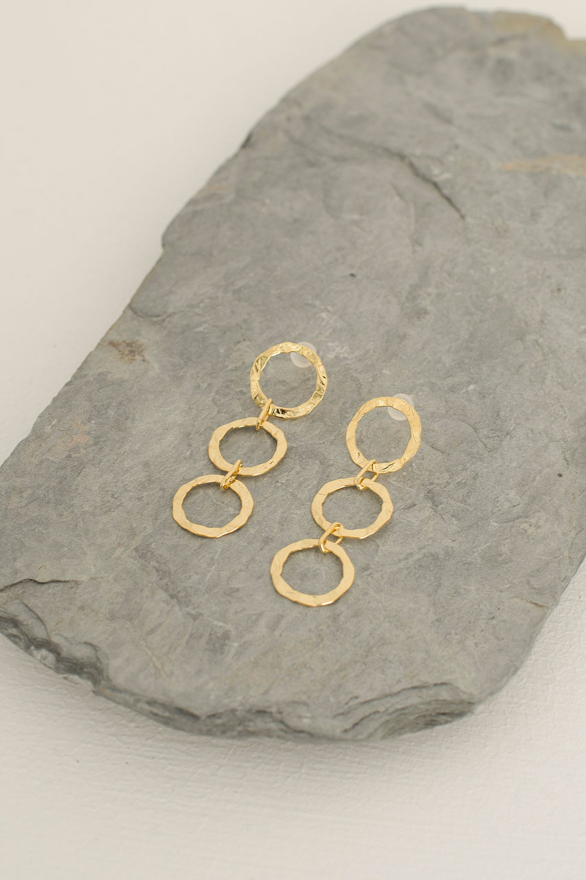 Triple Hoop Earrings, 14K Gold Plated