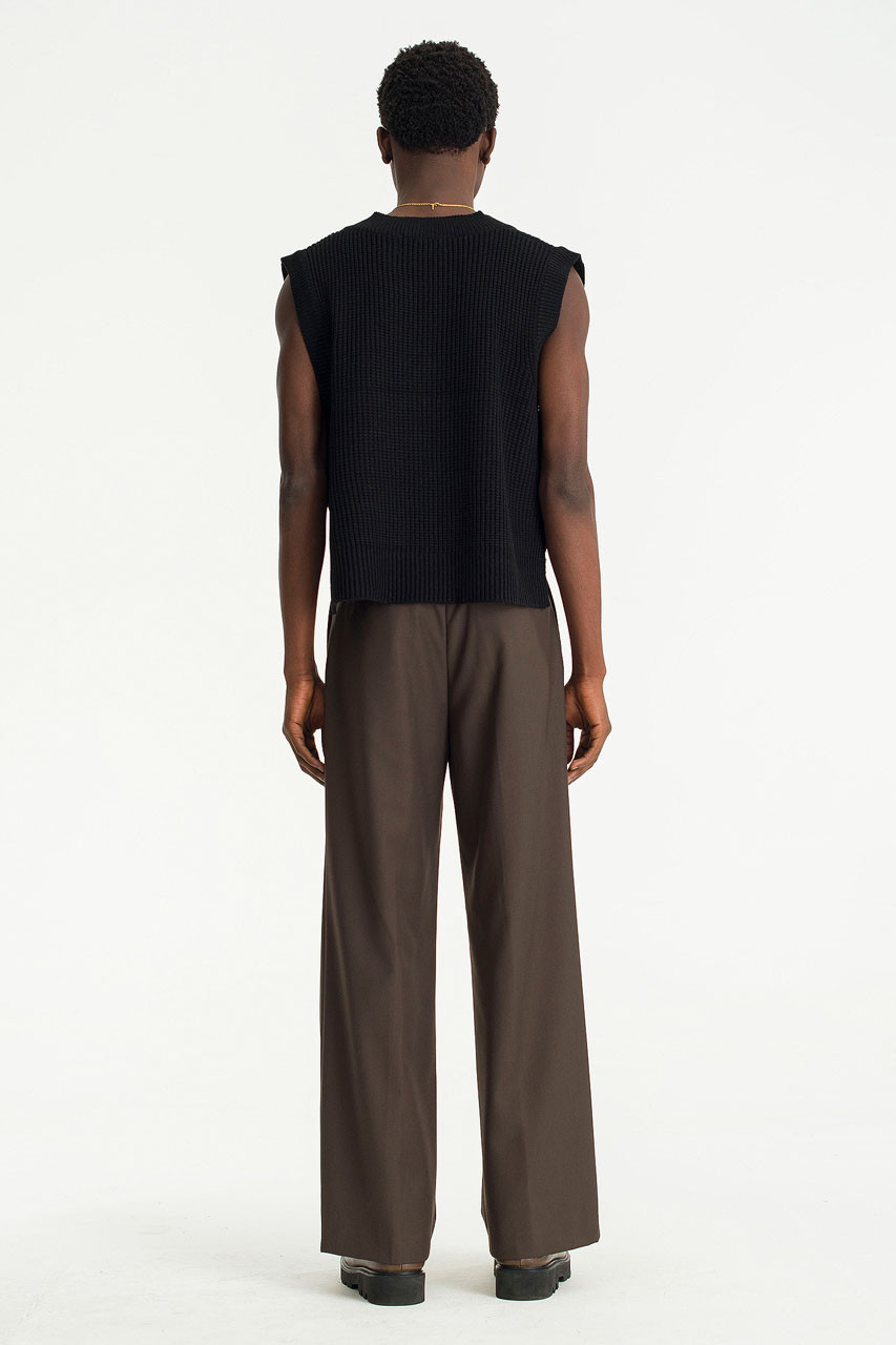 Menswear | Wide Single Pleat Pants, Dark Brown