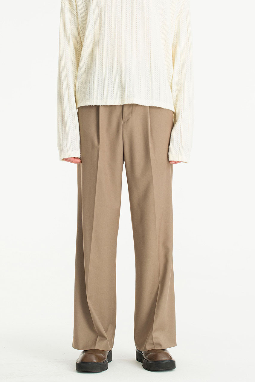 Menswear | Wide Single Pleat Pants, Mocha