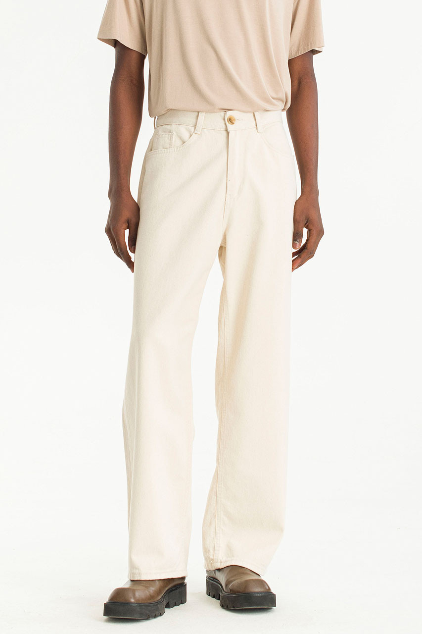 Menswear | Wide Twill Pants, Cream