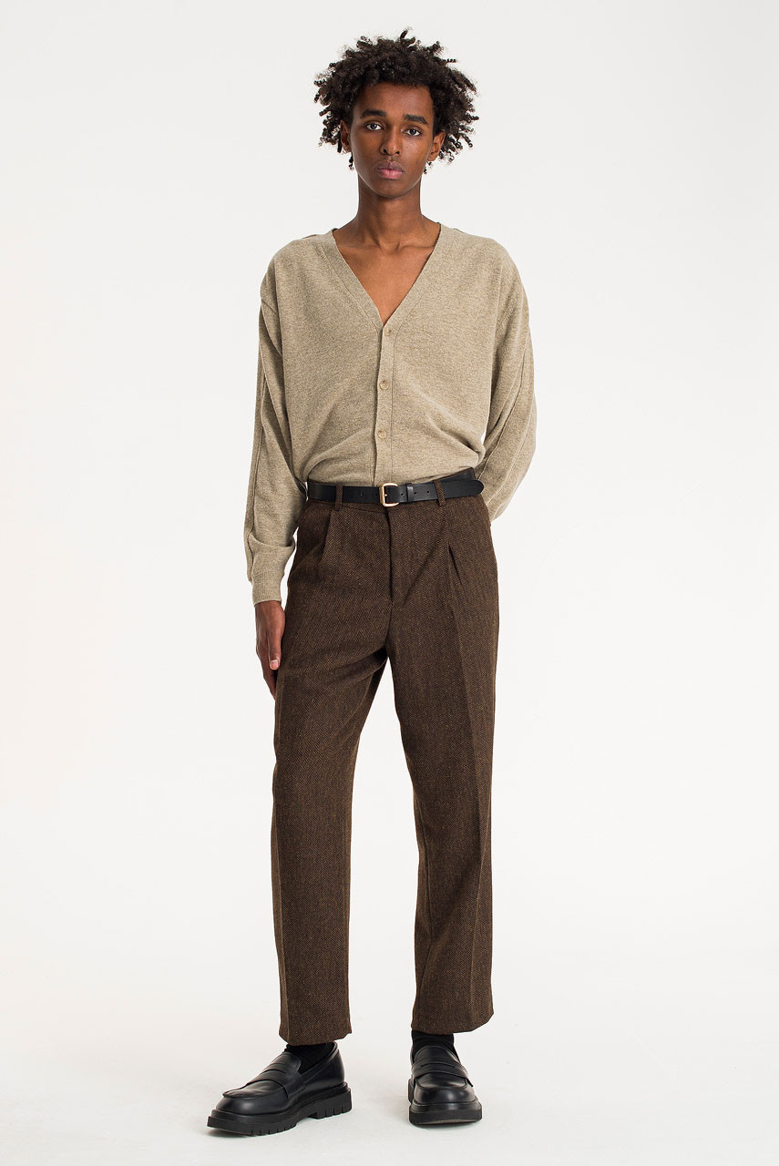 Robert Old Soft Brown Merino Wool Chino Trousers