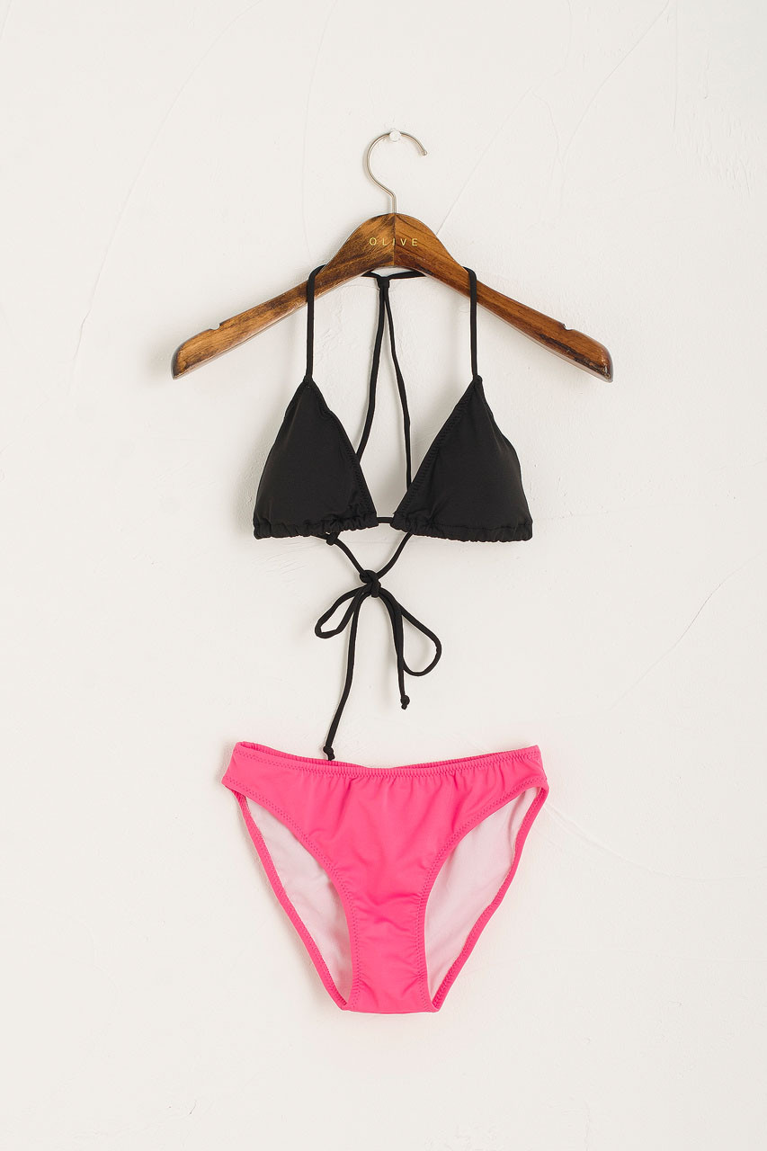 Colour Block Bikini Set, Black/Pink