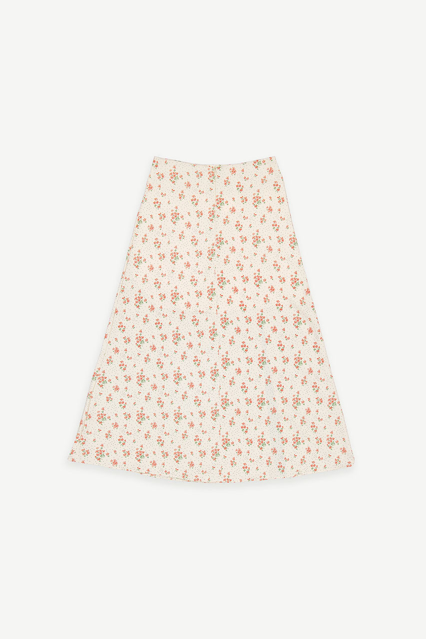 Hana Slit Flower Skirt, Ivory