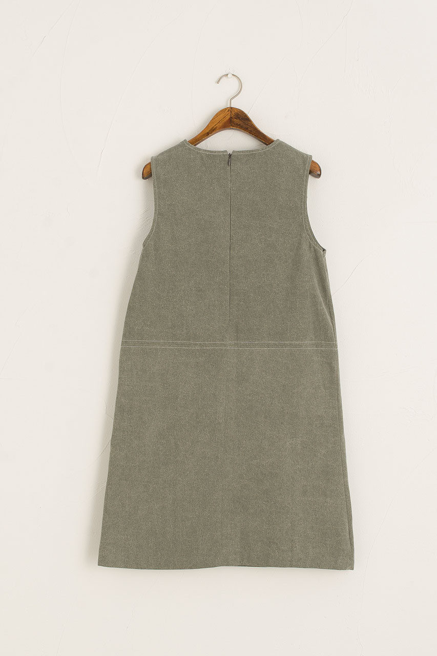 Cotton Mini Sleeveless Dress, Sage