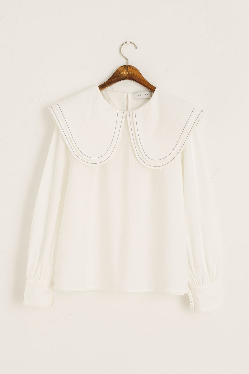 little $uzie Linen Gather Collar Blouse - シャツ/ブラウス(長袖/七分)