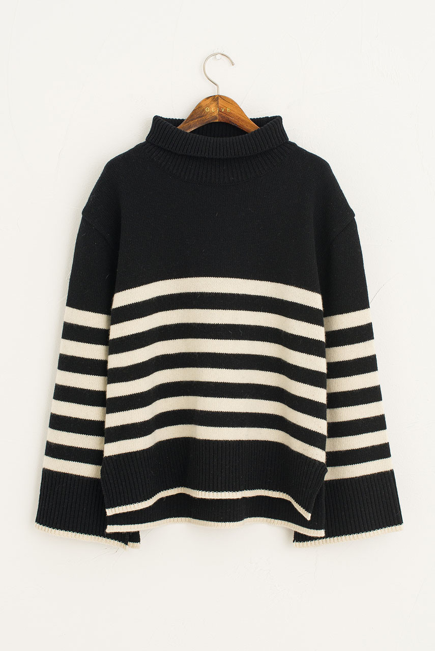 Stripe Pique Jumper, Black