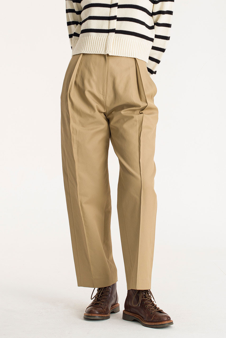 Pleated Balloon Pants, Beige