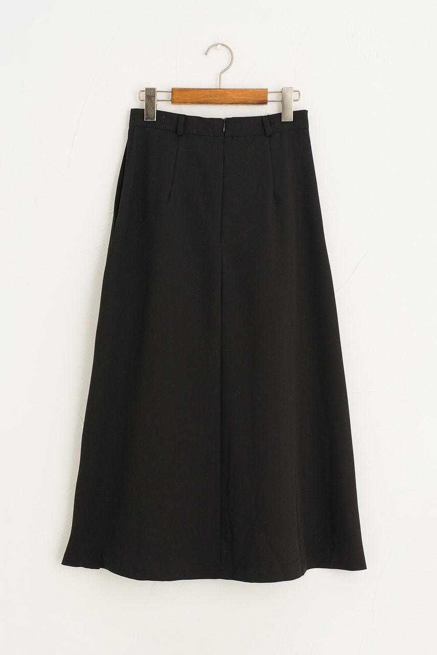 Two Tuck Mid Length Skirt, Black