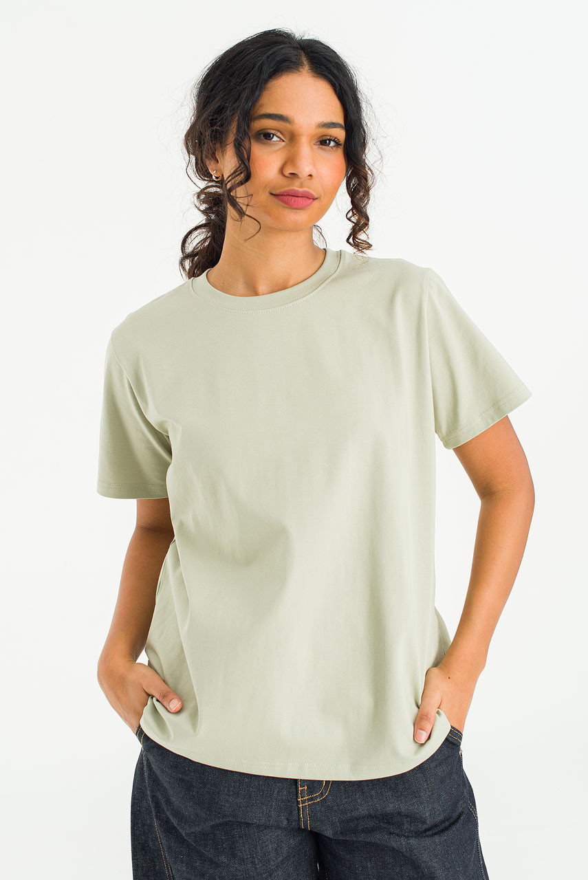 Hana Boy Fit Crew Neck Tee, Sage