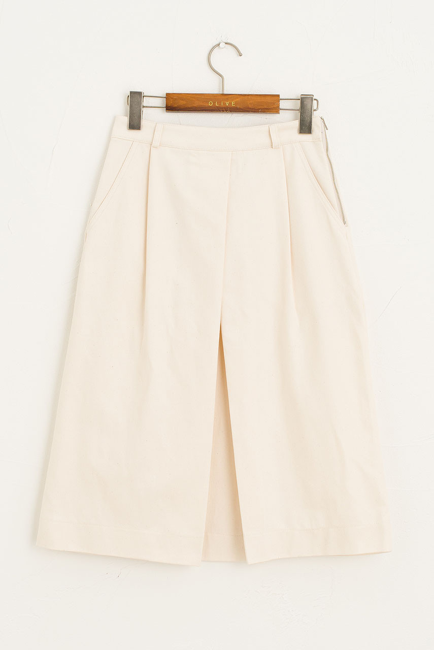 Tama Cotton Slit Skirt, Cream