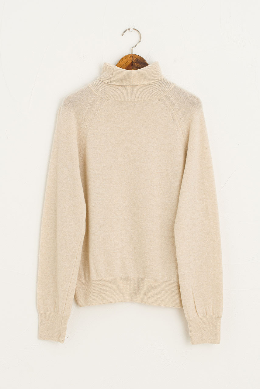 Renew Plus Oatmeal Knit Slouchy Roll Neck Sweater