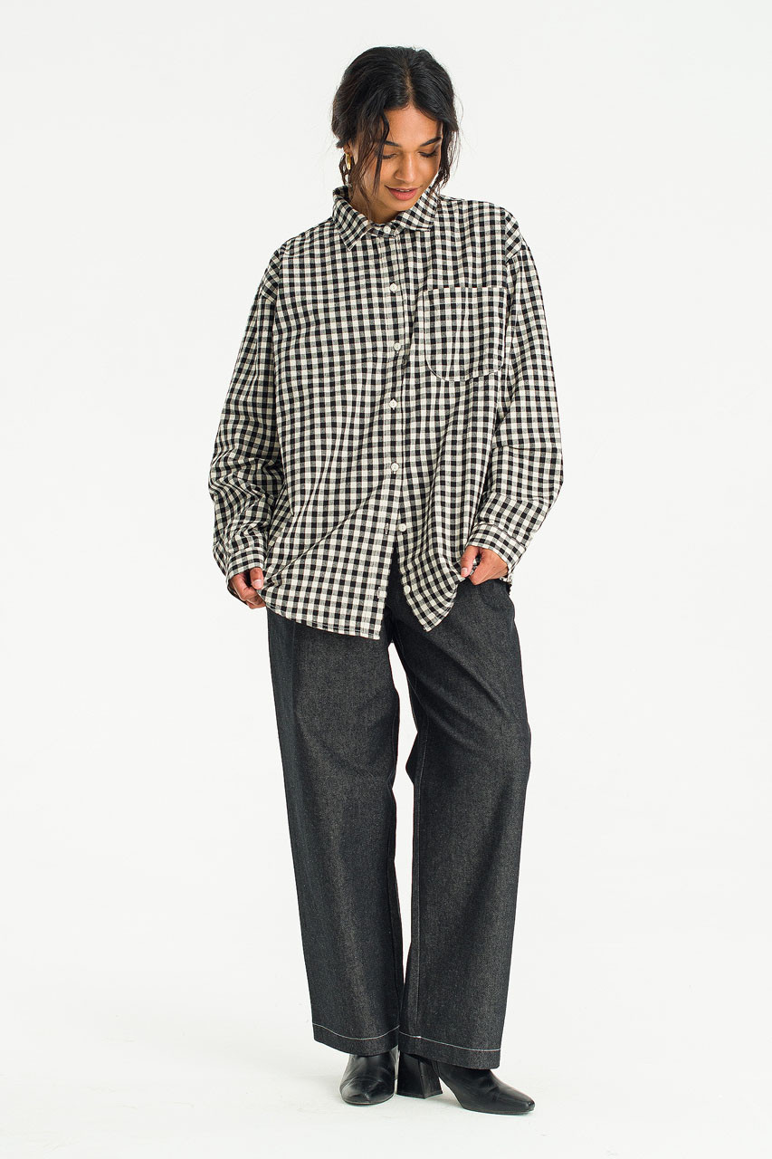 Yuna Gingham Check Shirt, Black