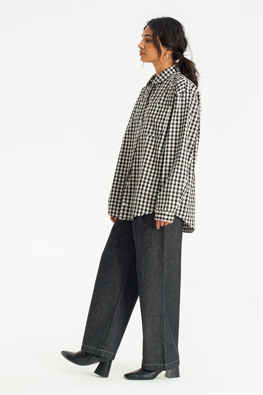 Yuna Gingham Check Shirt, Black