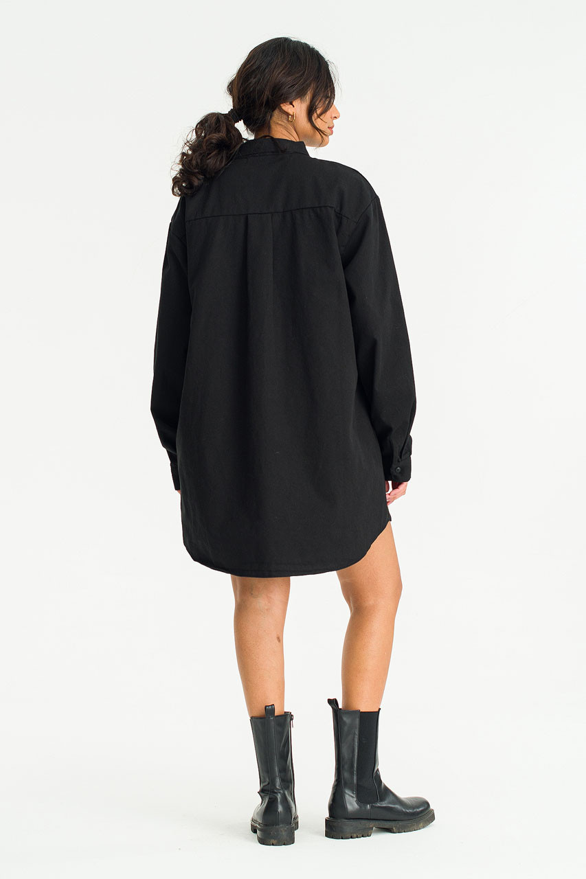 Oxford Mini Shirt Dress, Black