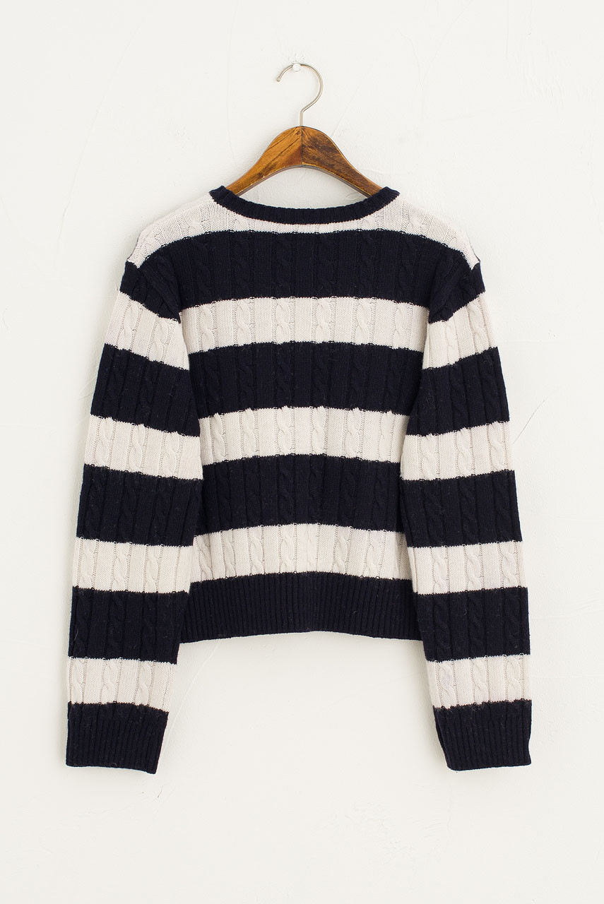 Striped Cable Jumper, Navy