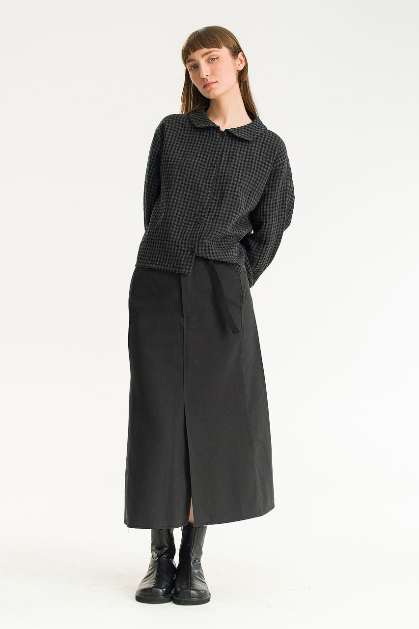 Hoya Peter Pan Collar Gingham Blouse, Charcoal