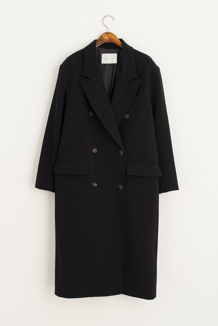 Tomo Double Light Weight Coat, Black