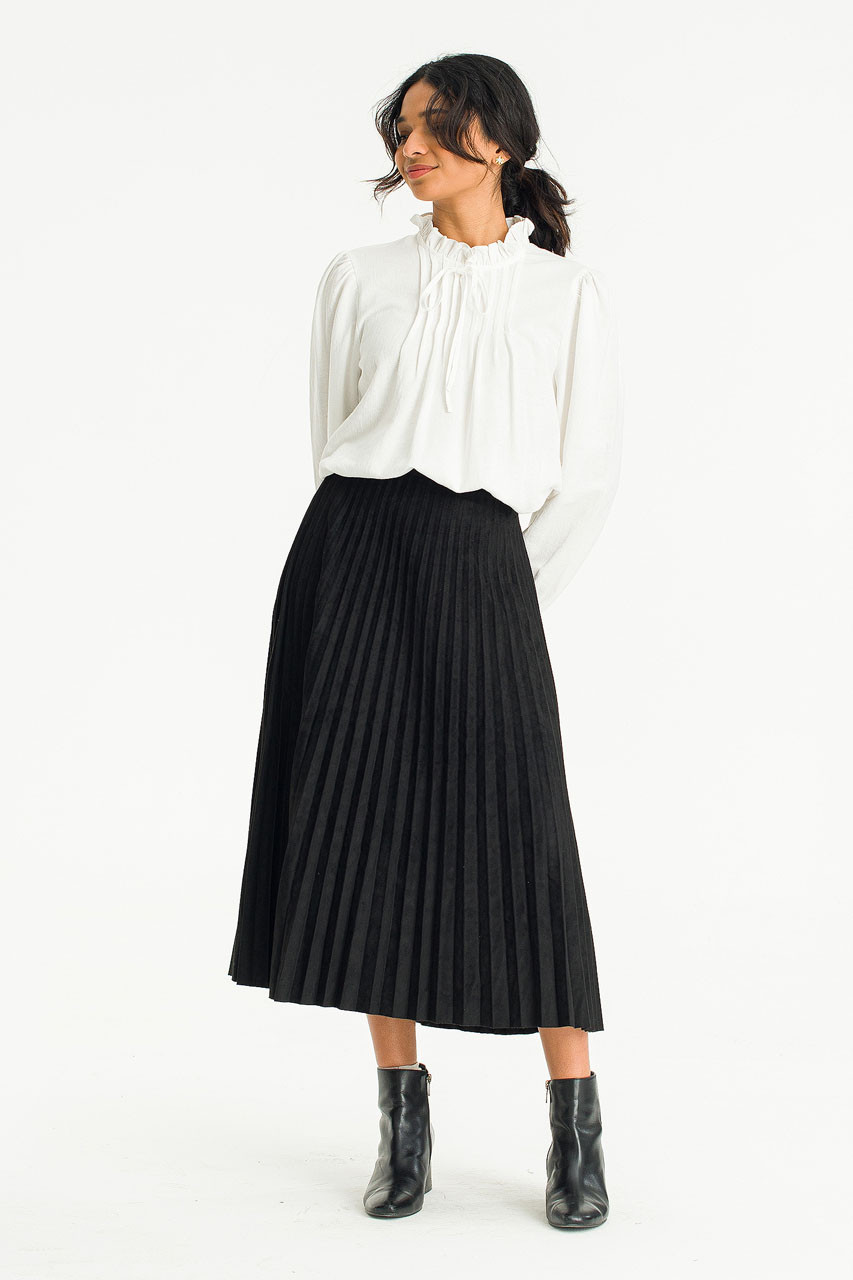 MUSINSA  AVANDRESS POCKET MINI SUEDE PLEATS SKIRT BLACK