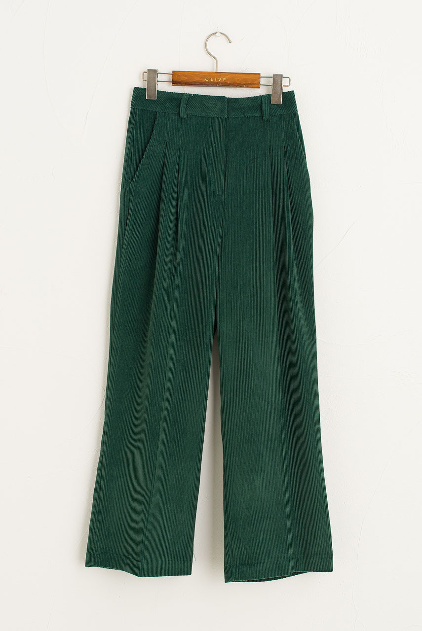 Wide Cord Pants, Green