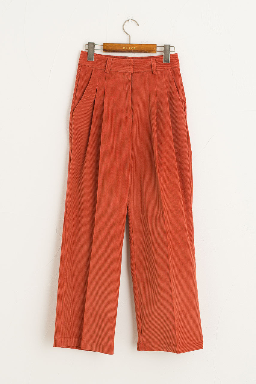 Wide Cord Pants, Burnt Orange
