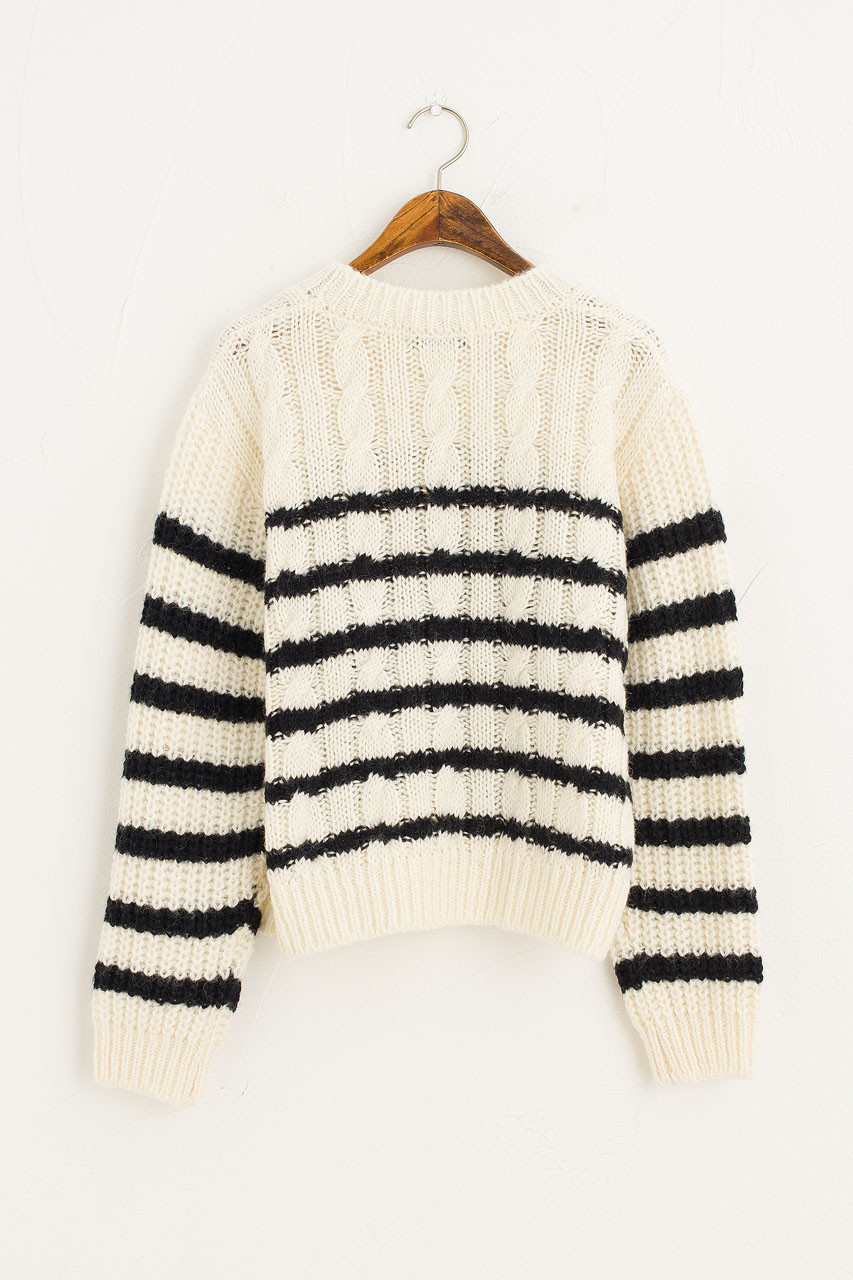 Cable Stripe Jumper, Ivory