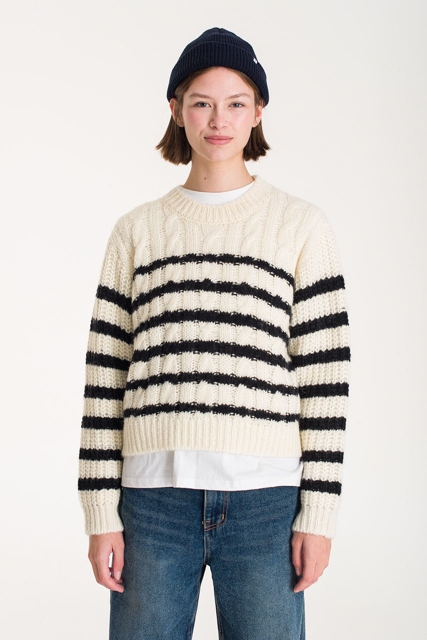 Cable Stripe Jumper, Ivory