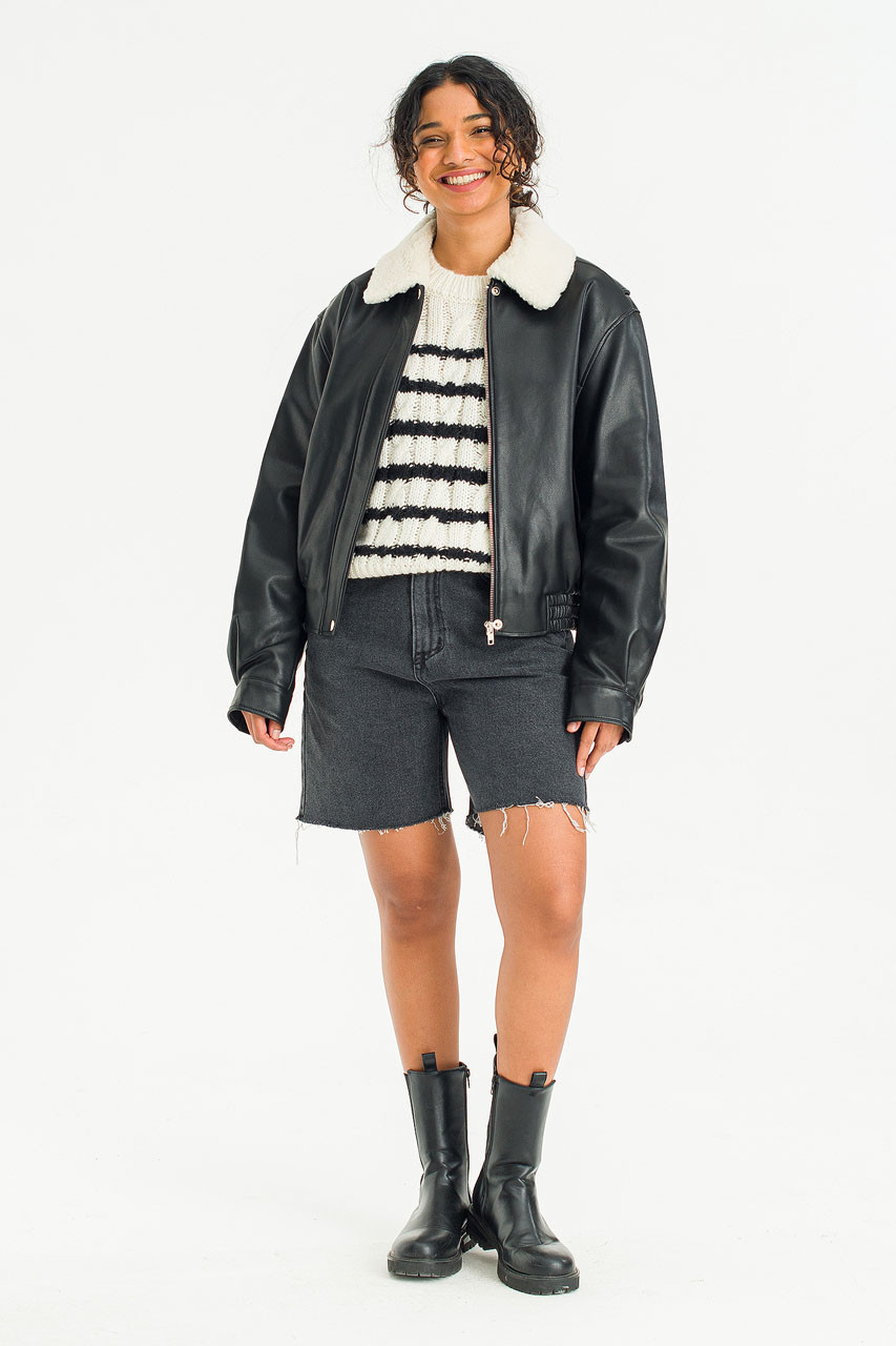 ジャケット・アウター Faux Shearling Aviator Jacket Men's Faux Shearling Aviator Jacket Zip Sherpa Lined Brown Faux