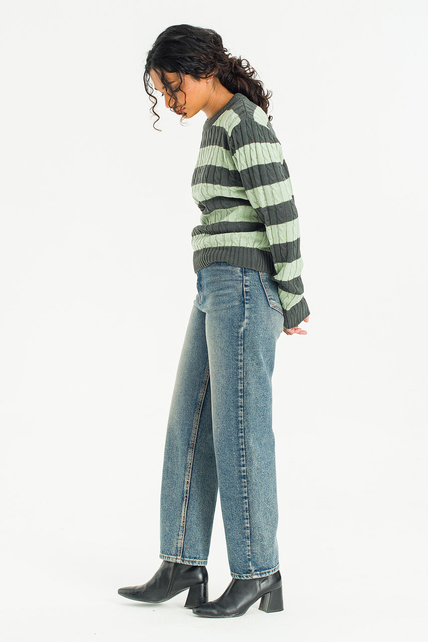 Sunny Stripe Cable Jumper, Khaki