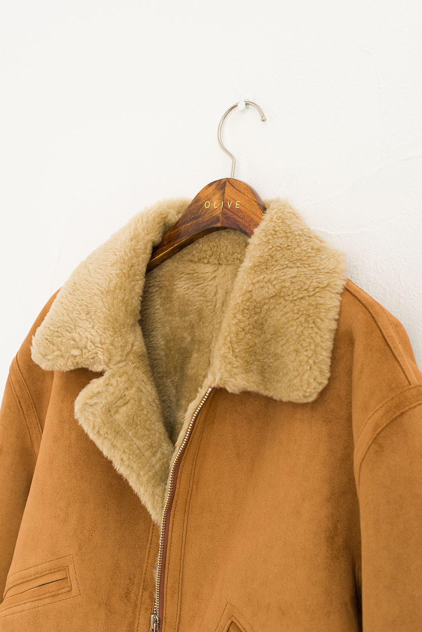 Crop Shearling Jacket, Camel
