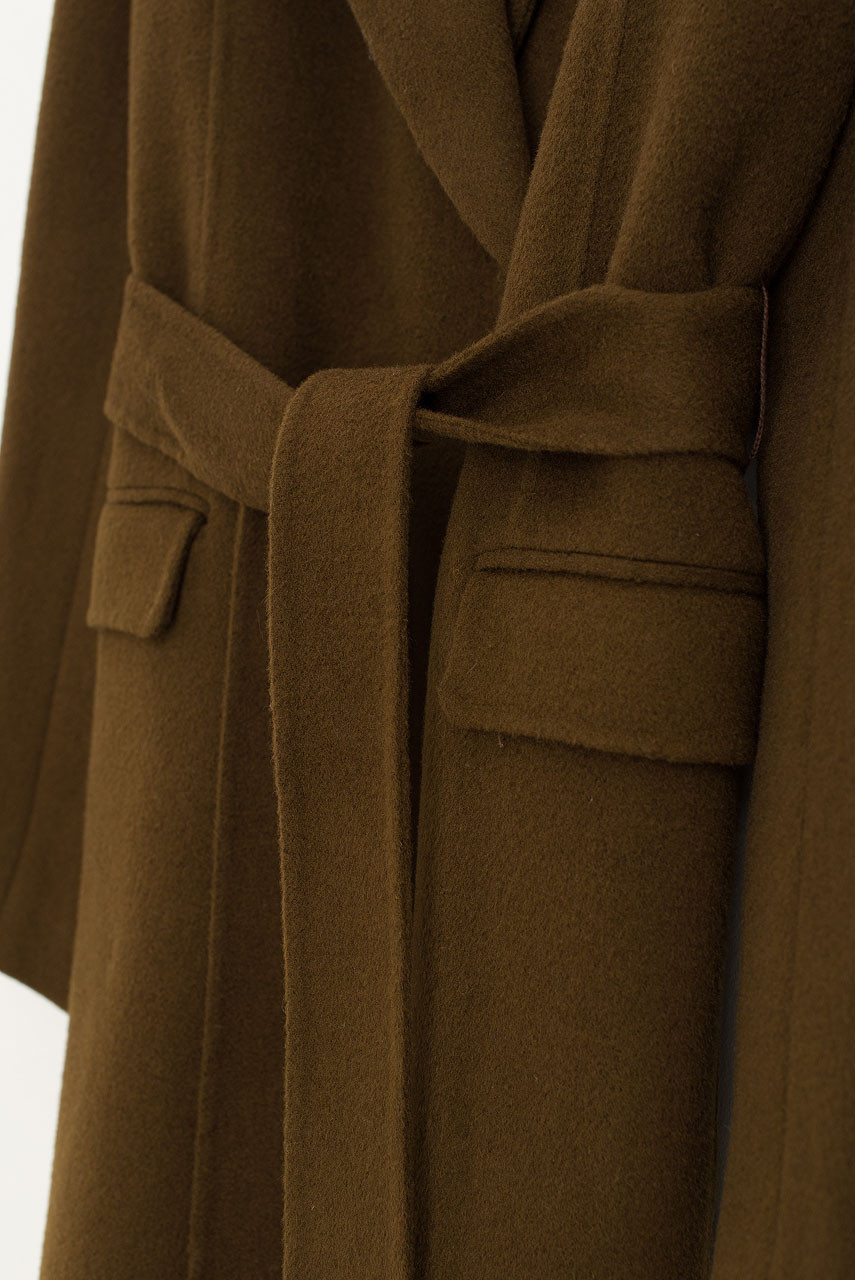 Double Long Belted Coat, Brown