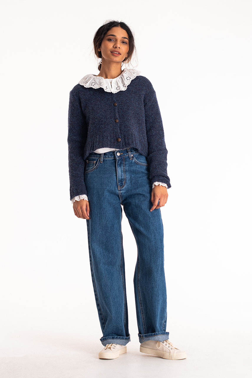 【hana】 Hana Mini Crop Cardigan, Slate Blue