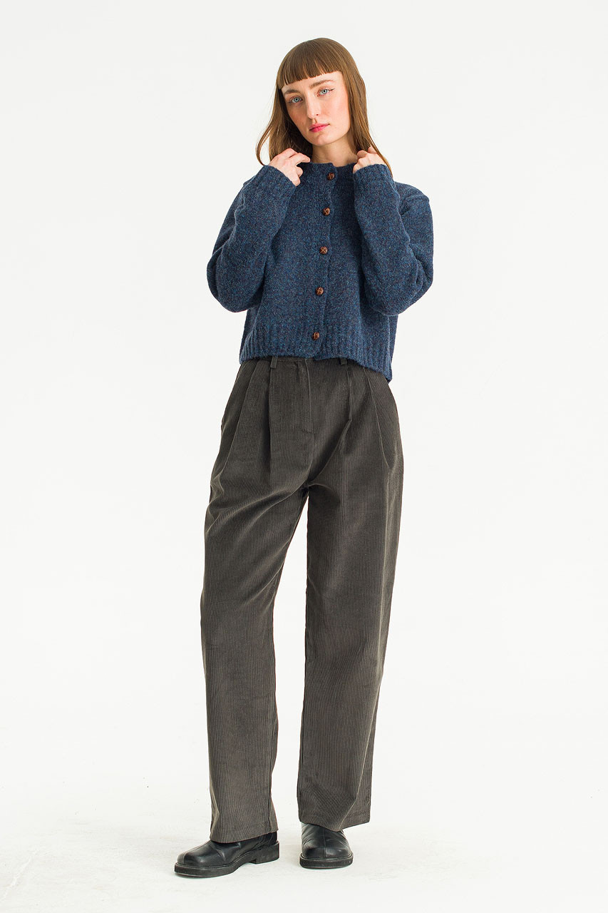 Hana Mini Crop Cardigan, Slate Blue