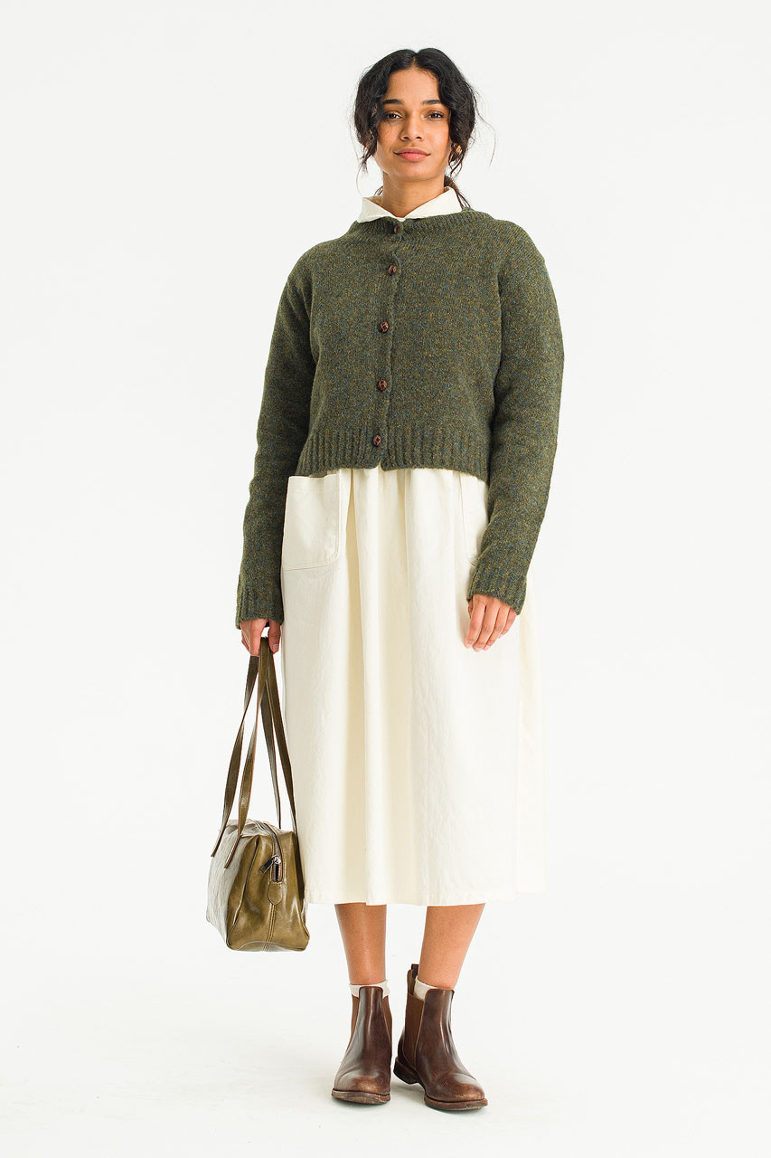 Hana Mini Crop Cardigan, Khaki Melange