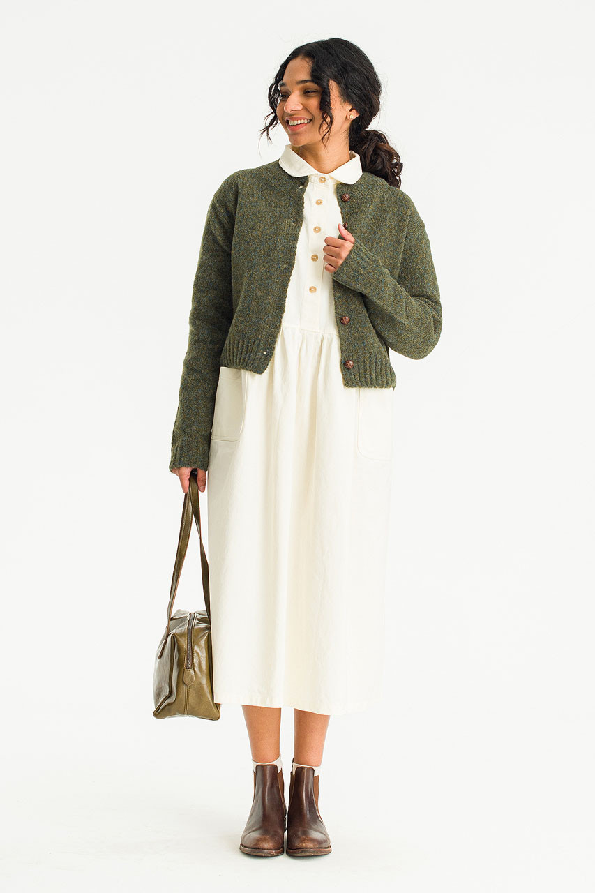 Hana Mini Crop Cardigan, Khaki Melange
