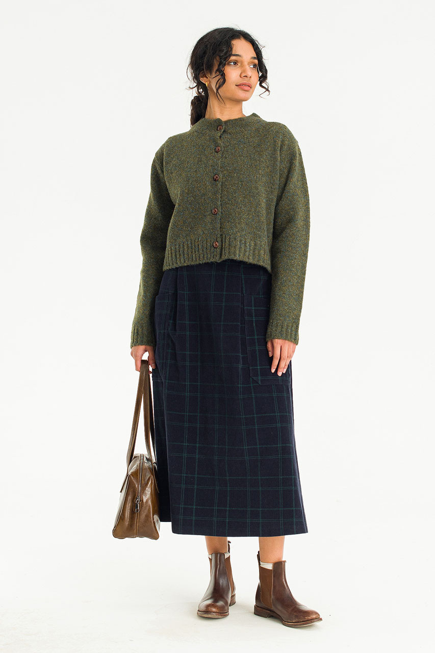 Hana Mini Crop Cardigan, Khaki Melange