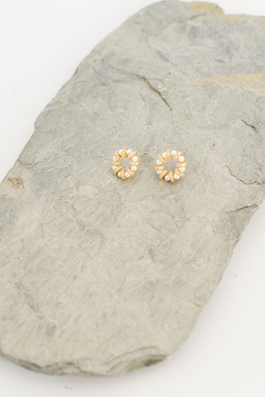 Leah Circular Earrings, Gold Plated