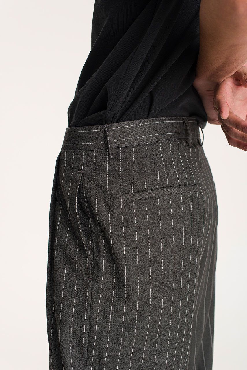 Menswear  Wide Pinstripe Slacks Grey