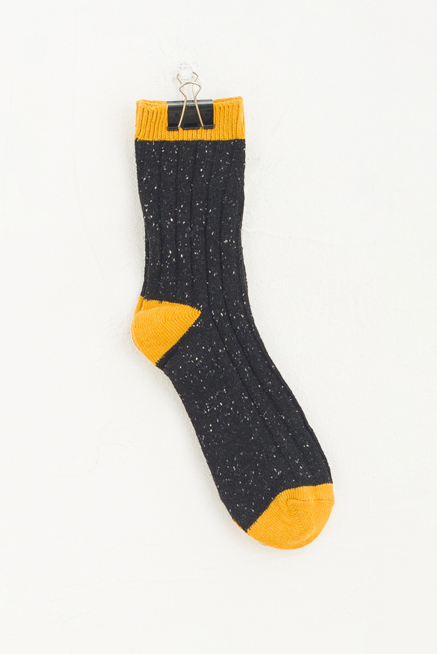 Two-Tone Speckle Socks, Navy/Mustard