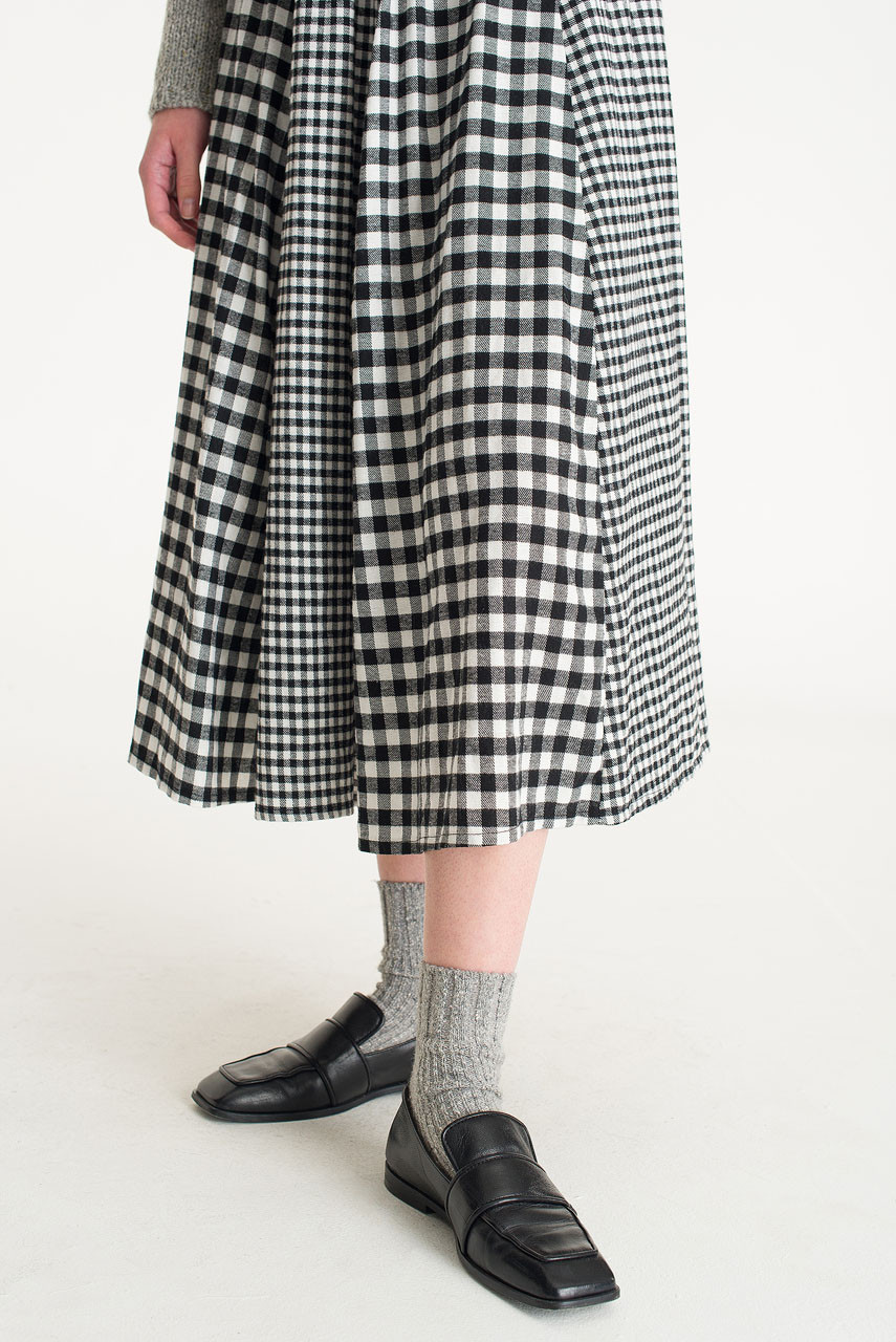 Asami Gingham Mix Skirt, Black