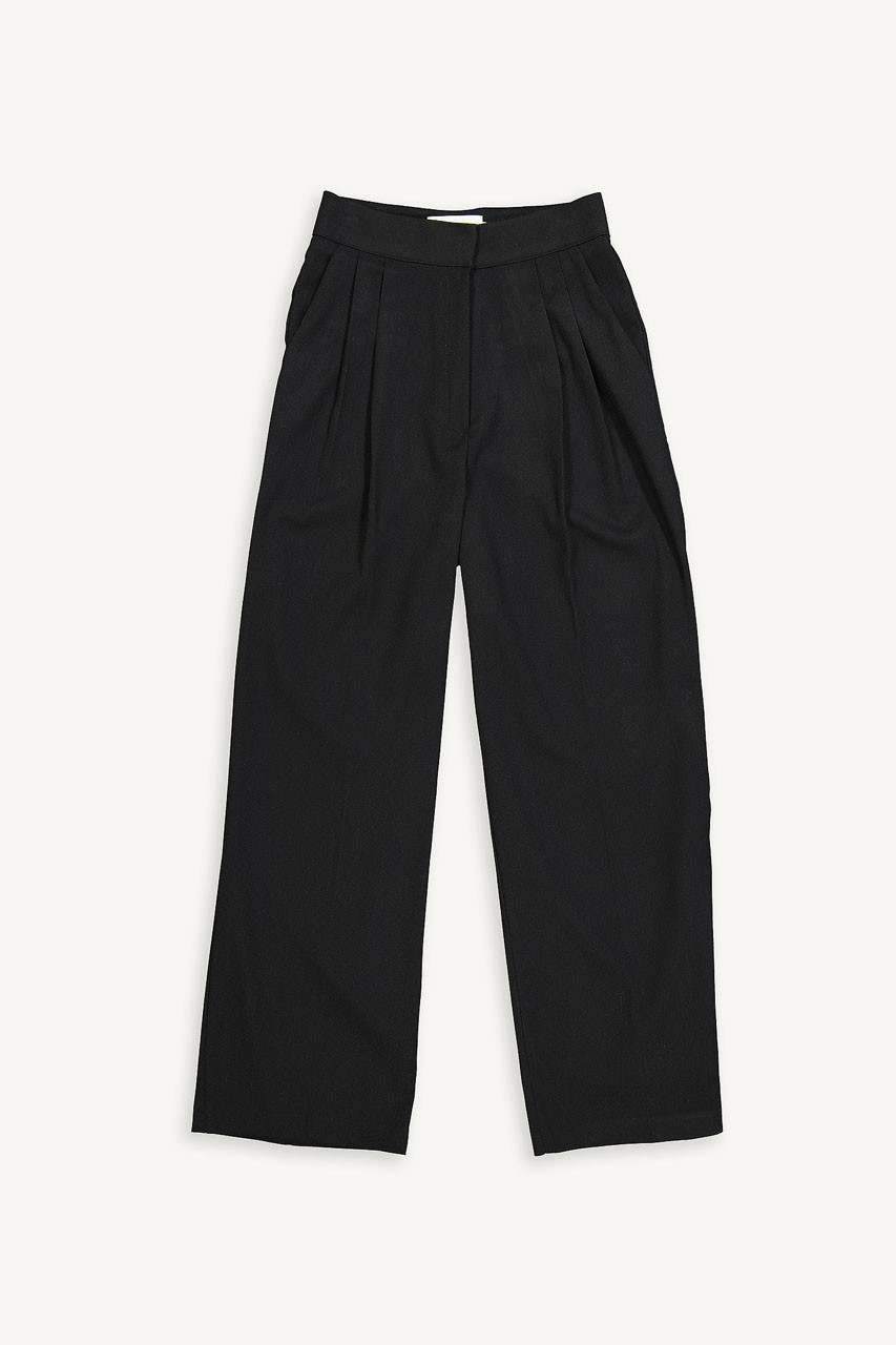 Pleated Daily Slacks, Black