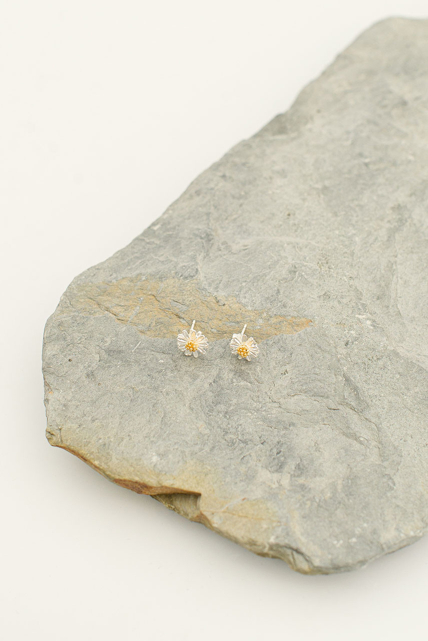Simple Daisy Studs, Silver Plated