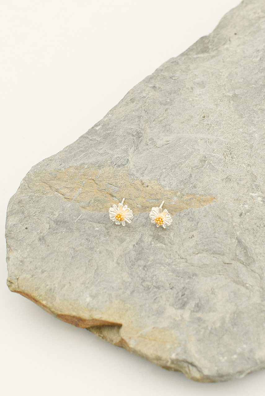 Simple Daisy Studs, Silver Plated