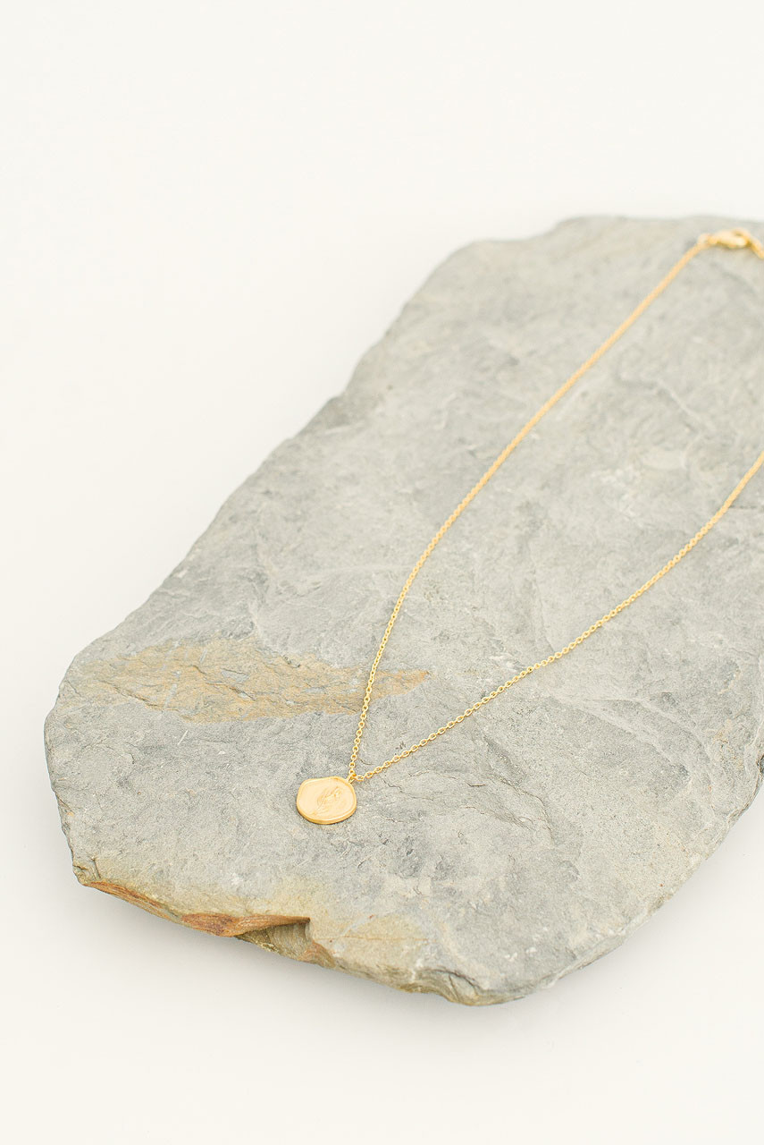 Tulip Signet Necklace, Gold Plated