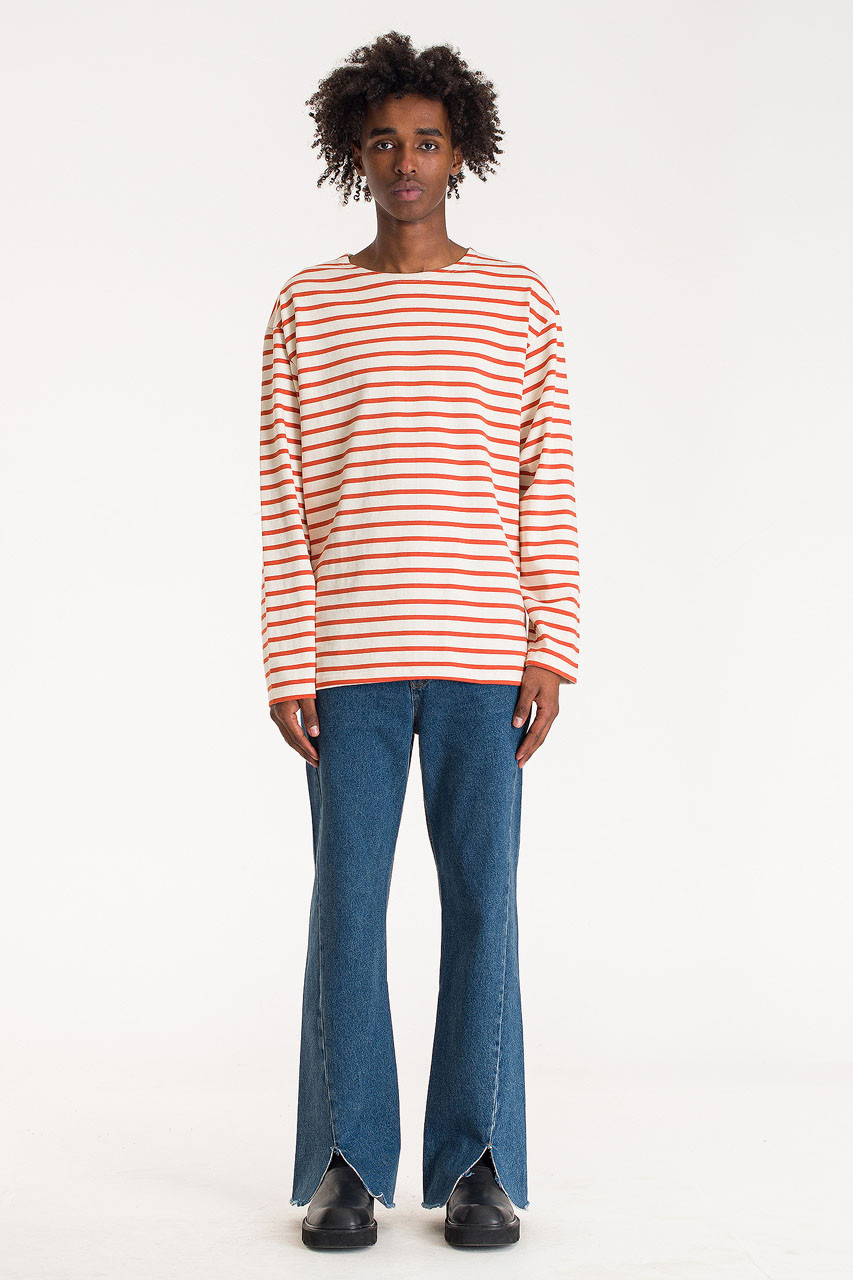 Menswear | Boat Tee, Ivory/Orange