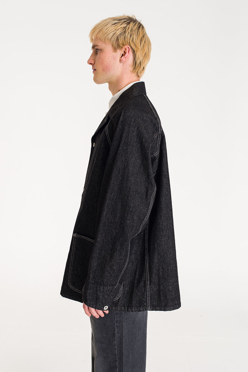 Menswear | Workwear-Style Denim Jacket, Black